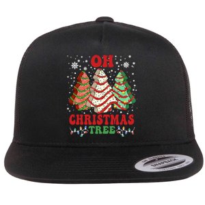 Oh Christmas Tree Cakes Debbie Funny Christmas Flat Bill Trucker Hat