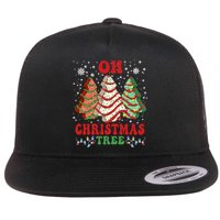 Oh Christmas Tree Cakes Debbie Funny Christmas Flat Bill Trucker Hat