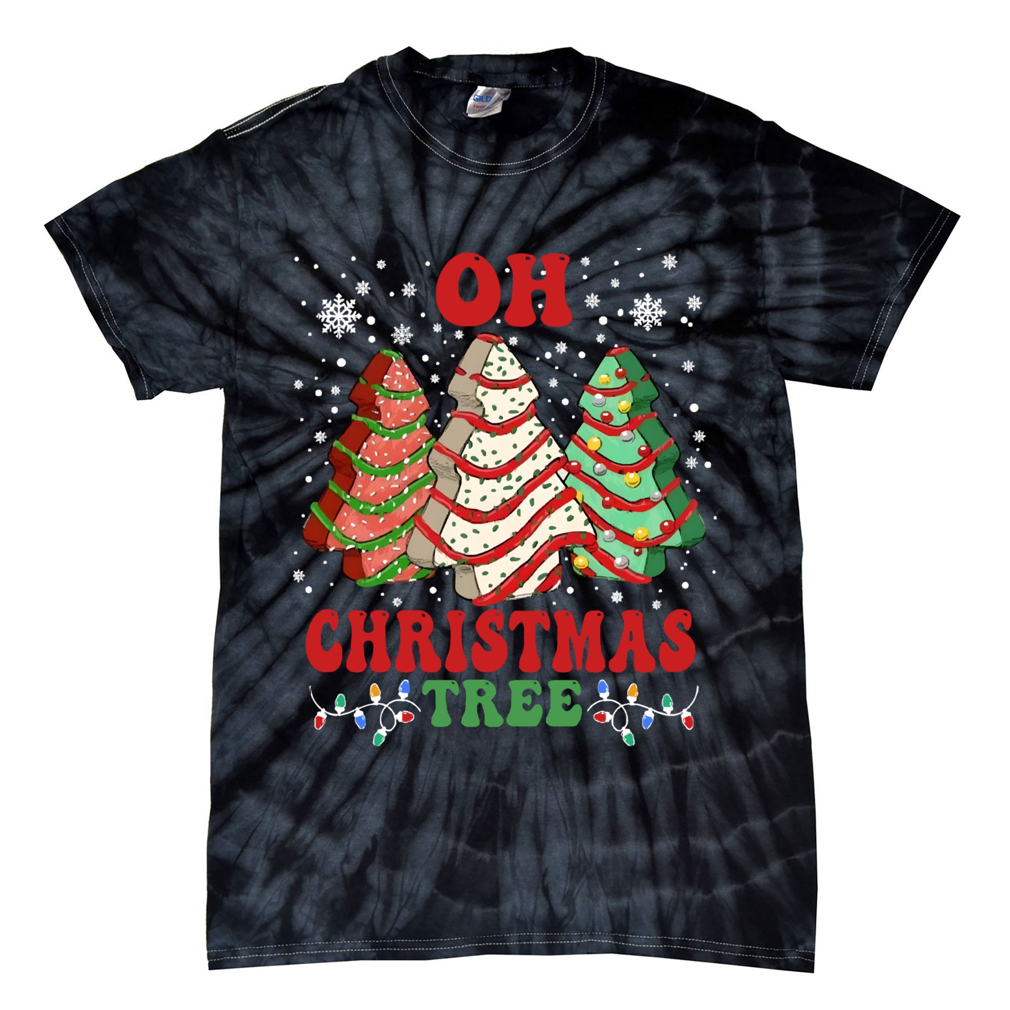 Oh Christmas Tree Cakes Debbie Funny Christmas Tie-Dye T-Shirt