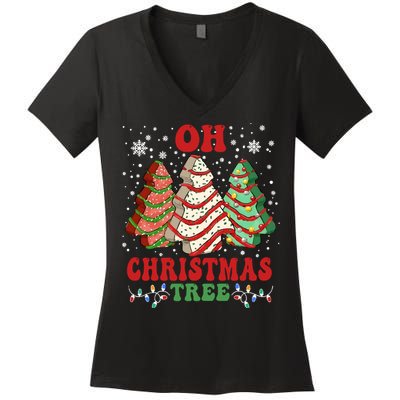 Oh Christmas Tree Cakes Debbie Funny Christmas Women's V-Neck T-Shirt