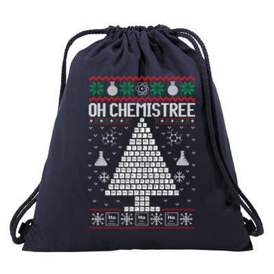 Oh Chemist Tree Merry Chemistree Chemistry Ugly Christmas Meaningful Gift Drawstring Bag