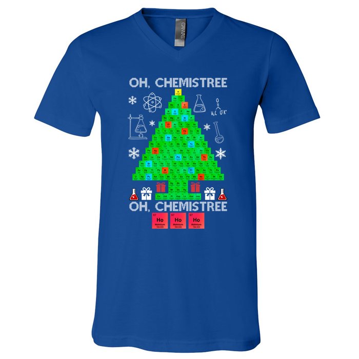 Oh Chemist Tree Chemistree Funny Science Chemistry Christmas Gift V-Neck T-Shirt