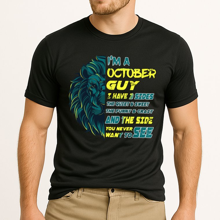 October Birthday Guy Has 3 Sides Sweet Funny Crazy  Cooling Performance Crew T-Shirt