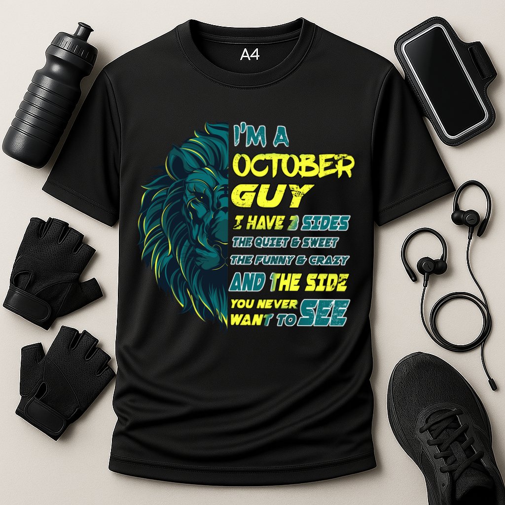 October Birthday Guy Has 3 Sides Sweet Funny Crazy  Cooling Performance Crew T-Shirt