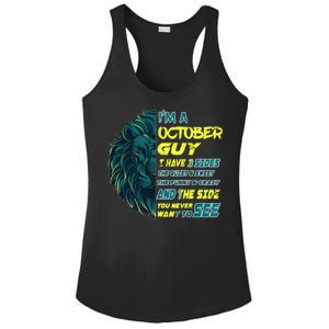 October Birthday Guy Has 3 Sides Sweet Funny Crazy  Ladies PosiCharge Competitor Racerback Tank