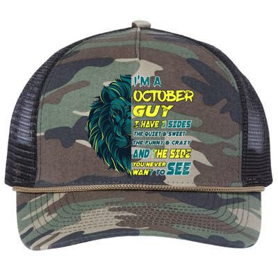 October Birthday Guy Has 3 Sides Sweet Funny Crazy  Retro Rope Trucker Hat Cap