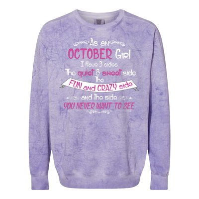 October Girl Sweet But Crazy Funny Birthday Colorblast Crewneck Sweatshirt