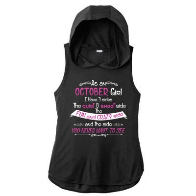 October Girl Sweet But Crazy Funny Birthday Ladies PosiCharge Tri-Blend Wicking Draft Hoodie Tank