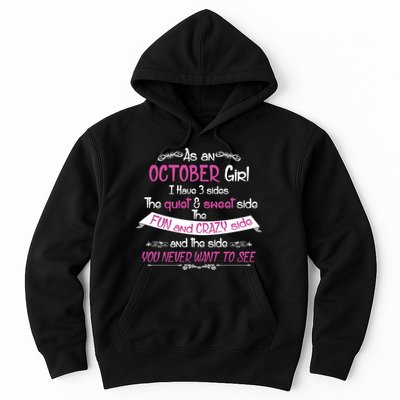 October Girl Sweet But Crazy Funny Birthday Hoodie