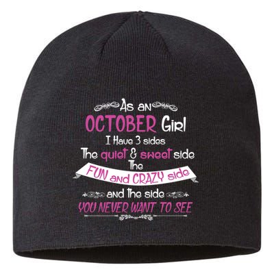 October Girl Sweet But Crazy Funny Birthday Sustainable Beanie