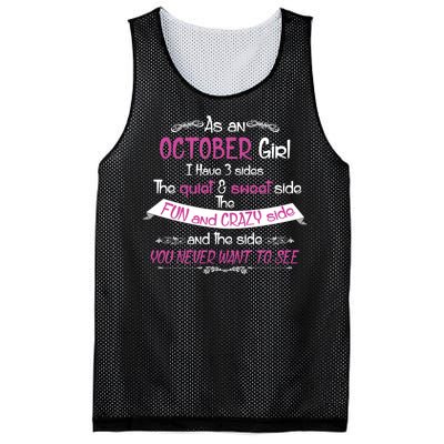 October Girl Sweet But Crazy Funny Birthday Mesh Reversible Basketball Jersey Tank