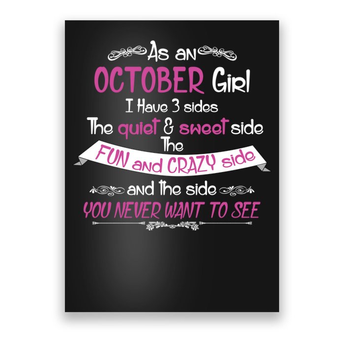 October Girl Sweet But Crazy Funny Birthday Poster