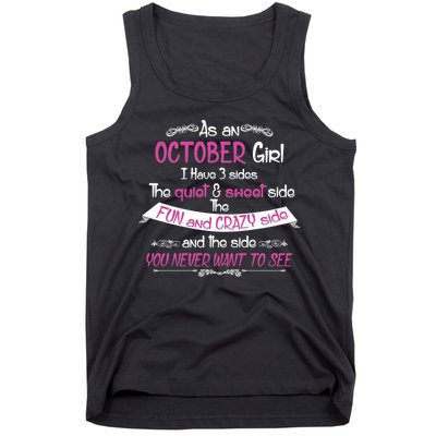 October Girl Sweet But Crazy Funny Birthday Tank Top