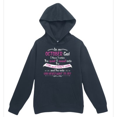 October Girl Sweet But Crazy Funny Birthday Urban Pullover Hoodie