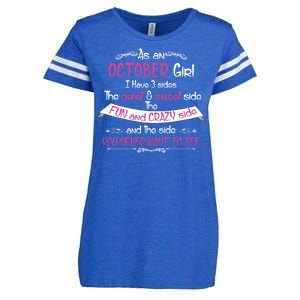 October Girl Sweet But Crazy Funny Birthday Enza Ladies Jersey Football T-Shirt