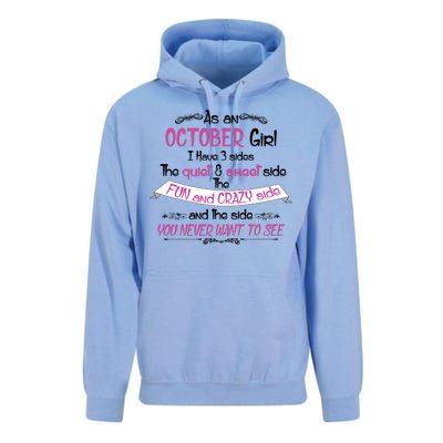 October Girl Sweet But Crazy Funny Birthday Unisex Surf Hoodie