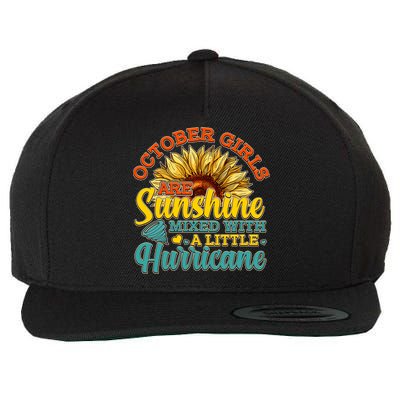 October Girls Are Sunshine Mixed With A Little Hurricane Sunflower Birthday Wool Snapback Cap