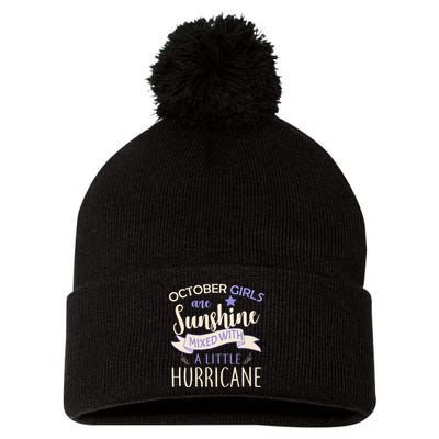 October Girls Are Sunshine Mixed With Hurricane Pom Pom 12in Knit Beanie