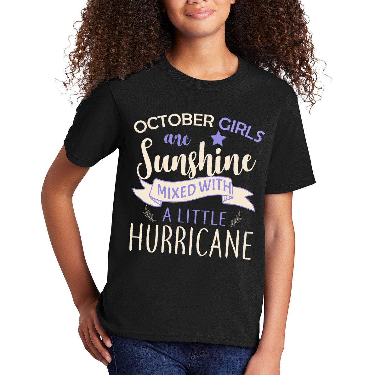 October Girls Are Sunshine Mixed With Hurricane Kids T-Shirt