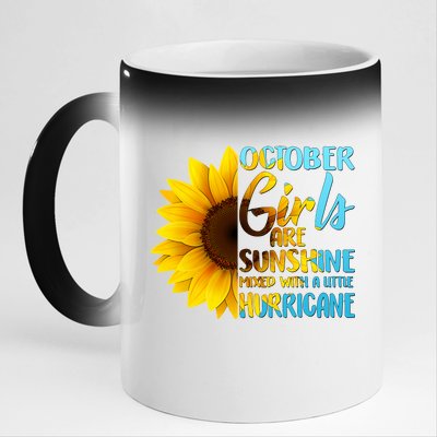 October Girls Sunflower 11oz Black Color Changing Mug