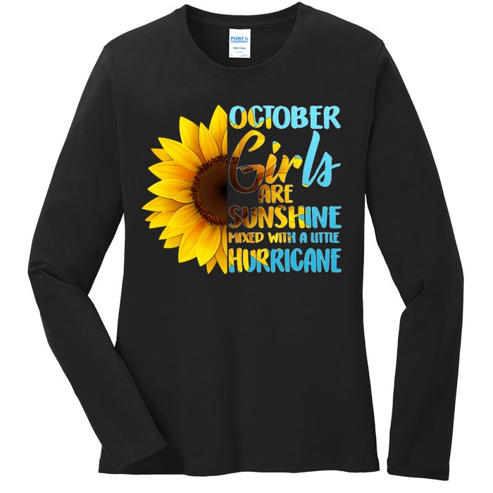 October Girls Sunflower Ladies Long Sleeve Shirt