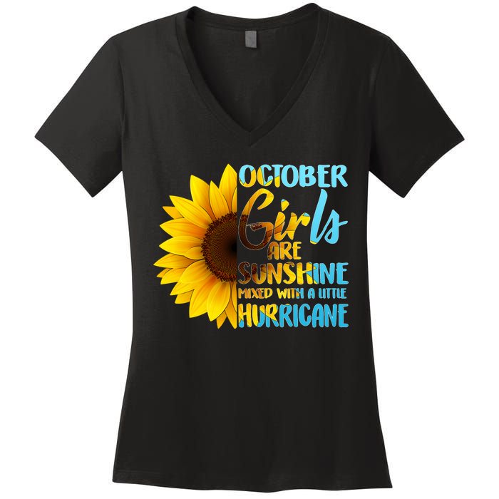 October Girls Sunflower Women's V-Neck T-Shirt