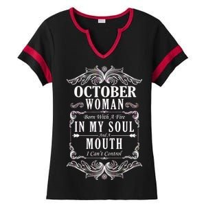 October Woman Funny Birthday Ladies Halftime Notch Neck Tee