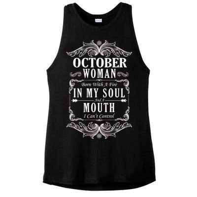 October Woman Funny Birthday Ladies PosiCharge Tri-Blend Wicking Tank