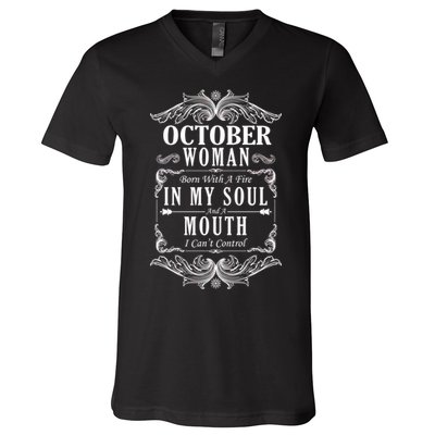 October Woman Funny Birthday V-Neck T-Shirt