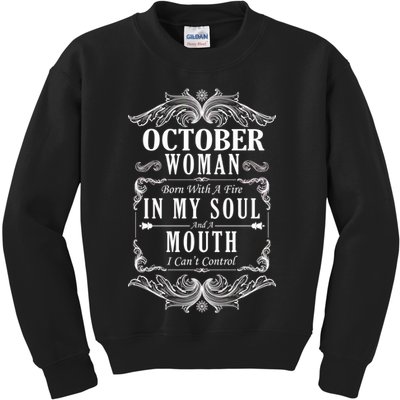 October Woman Funny Birthday Kids Sweatshirt