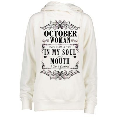 October Woman Funny Birthday Womens Funnel Neck Pullover Hood