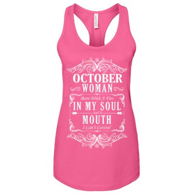 October Woman Funny Birthday Women's Racerback Tank