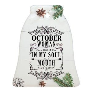 October Woman Funny Birthday Ceramic Bell Ornament