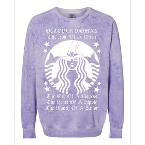 October Woman Soul Of A Witch Fire Of Lioness Colorblast Crewneck Sweatshirt