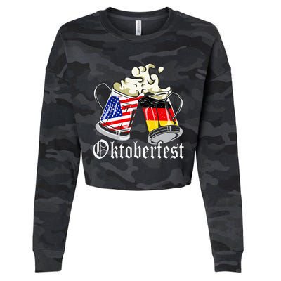 Oktoberfest Cheers Usa Germany Flags Cropped Pullover Crew