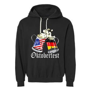 Oktoberfest Cheers Usa Germany Flags Garment-Dyed Fleece Hoodie