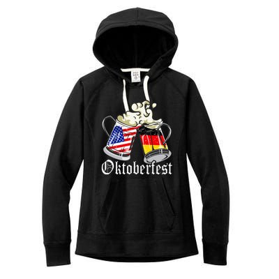 Oktoberfest Cheers Usa Germany Flags Women's Fleece Hoodie