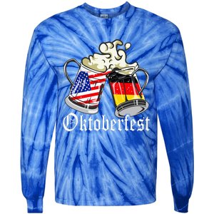 Oktoberfest Cheers Usa Germany Flags Tie-Dye Long Sleeve Shirt