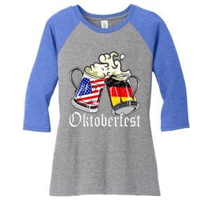 Oktoberfest Cheers Usa Germany Flags Women's Tri-Blend 3/4-Sleeve Raglan Shirt