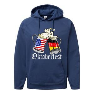 Oktoberfest Cheers Usa Germany Flags Performance Fleece Hoodie