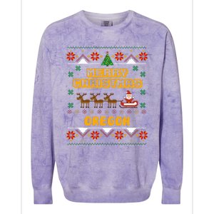 Oregon Christmas Ugly Colorblast Crewneck Sweatshirt