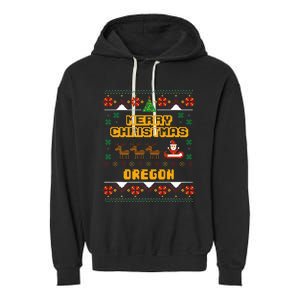 Oregon Christmas Ugly Garment-Dyed Fleece Hoodie