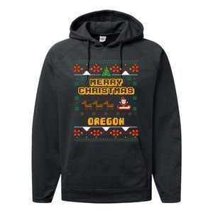 Oregon Christmas Ugly Performance Fleece Hoodie