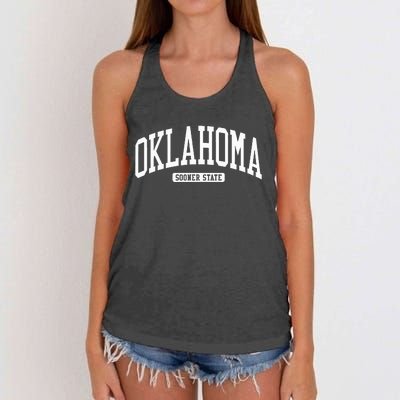 Oklahoma College U.N.I.V.E..R.S.I.T.Y Style Women's Knotted Racerback Tank