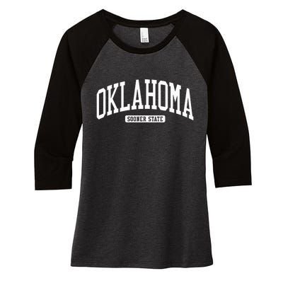 Oklahoma College U.N.I.V.E..R.S.I.T.Y Style Women's Tri-Blend 3/4-Sleeve Raglan Shirt