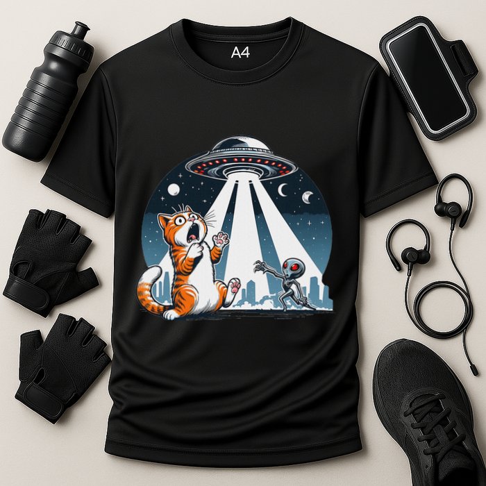 Orange Cat Ufo Cooling Performance Crew T-Shirt