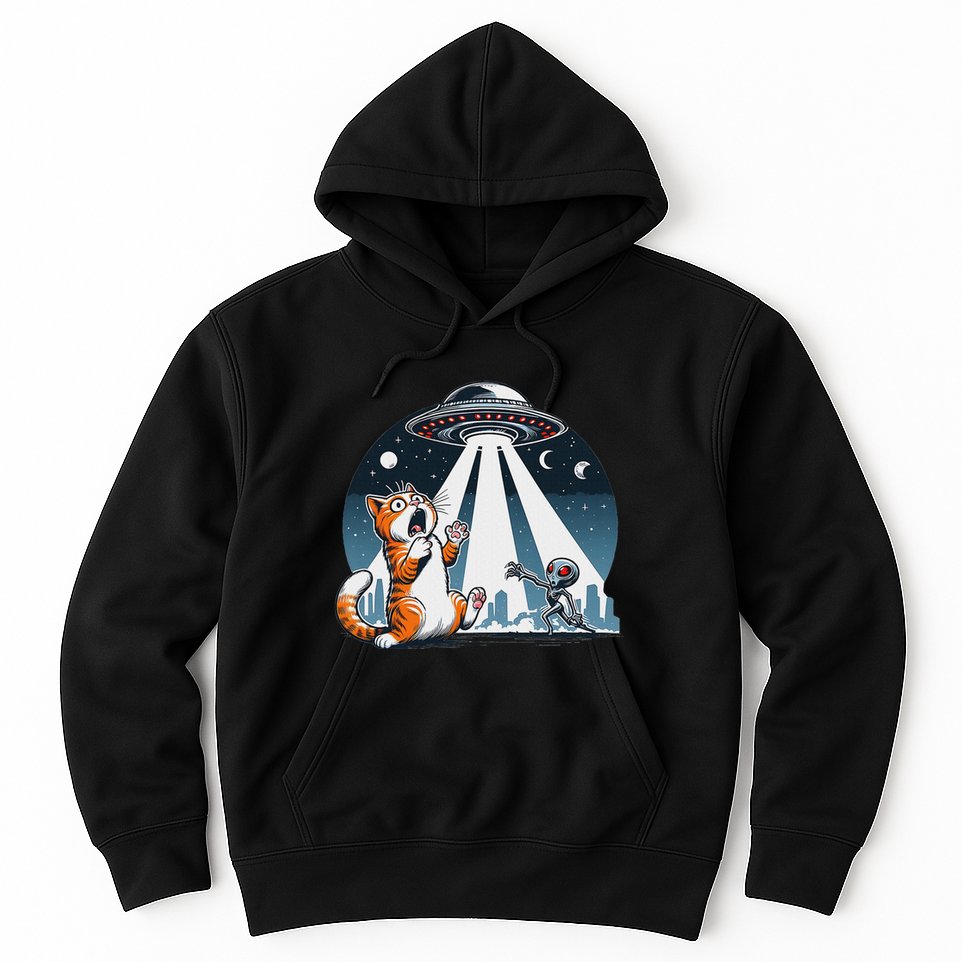 Orange Cat Ufo Hoodie