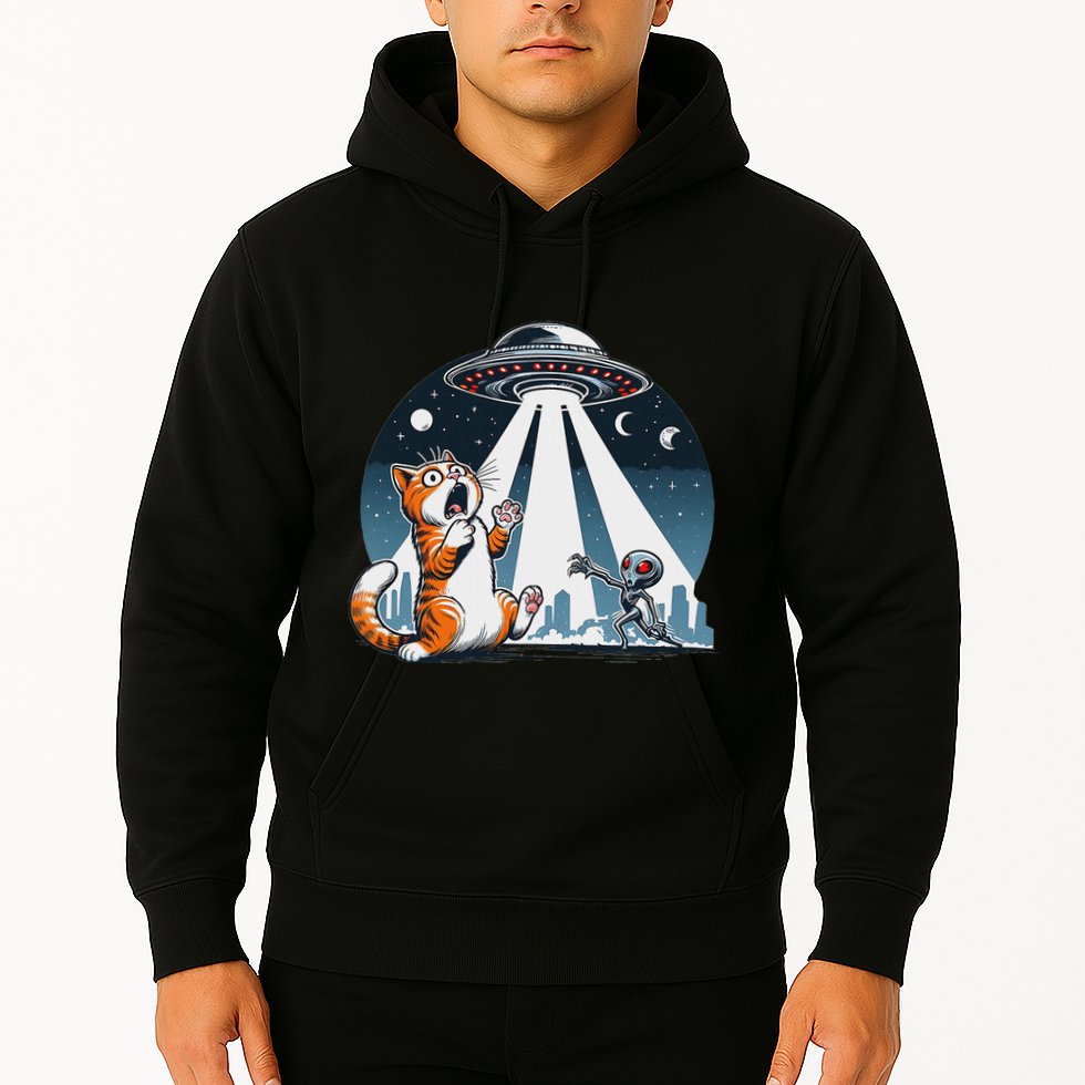 Orange Cat Ufo Hoodie