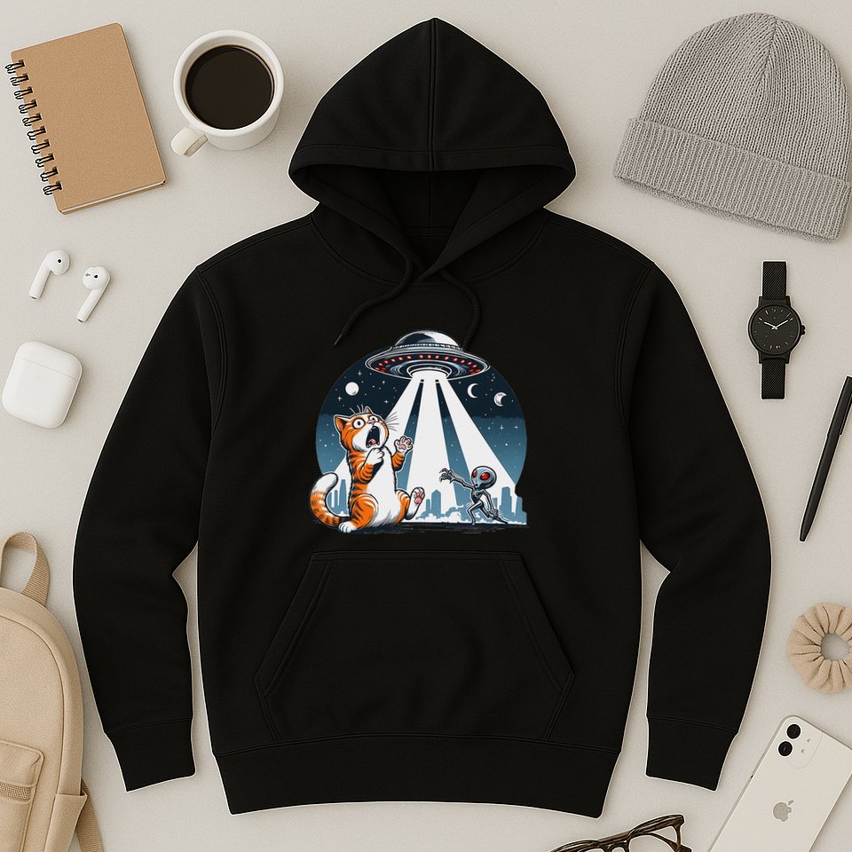 Orange Cat Ufo Hoodie