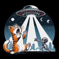 Orange Cat Ufo Apron